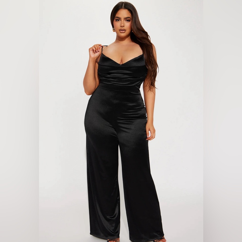 Black Satin Jumpsuit!! Brand New!!
